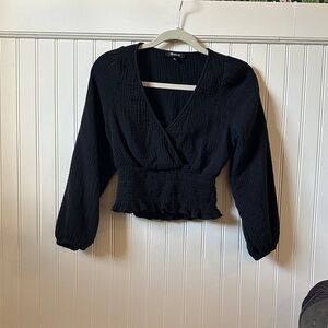 Madewell Black Textured Crop Top